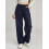 (L, Dark Blue) Γυναικείο ριγέ παντελόνι άνετο casual. 3
