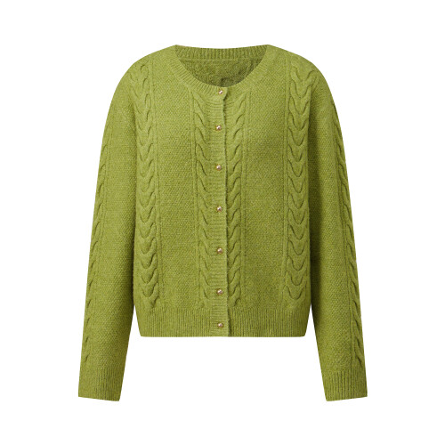 (XL, Dark Green) Γυναικείο Φθινοπωρινό Πουλόβερ Κουμπιά, Μονόχρωμο