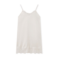 (S, Champagne) Robe nuisette champagne pour femme, élégante à bretelles fines, mini-robe lingerie avec ourlet en dentelle.