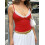 (M, Red) Canotta donna, top per feste. 2