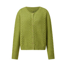 (S, Dark Green) Gilet cardigan d'automne pour femme, manches longues, col rond, couleur unie, boutonné, en maille