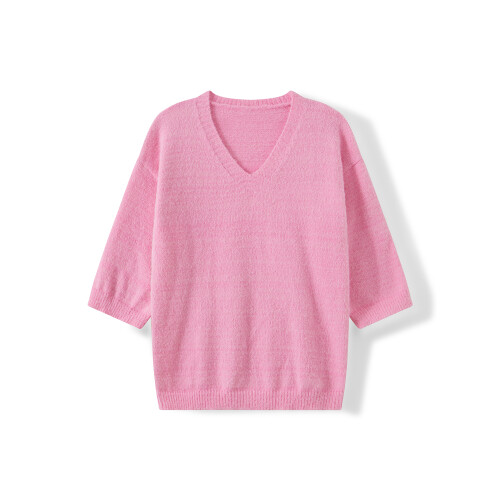 (S, Pink) Γυναικεία πλεκτά τοπ χαλαρή εφαρμογή