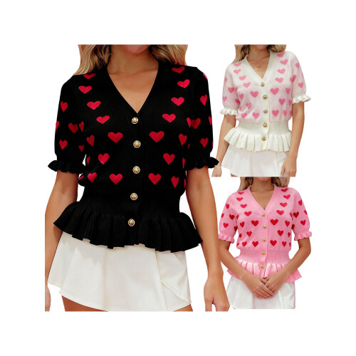 (XL, Pink) Γυναικεία ζακέτα Αγίου V λαιμόκοψη. 1