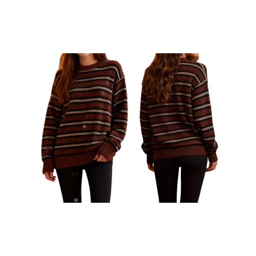 (M, Dark Brown) Γυναικεία vintage πλεκτά στρογγυλή λαιμόκοψη. 1