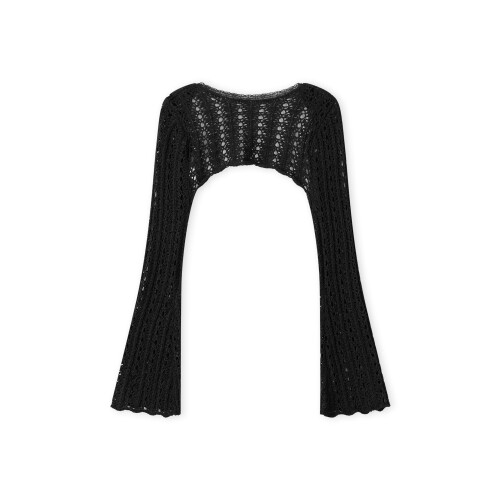 (XL, Black) Γυναικείο μπολερό πλεκτό μοντέρνο, μονόχρωμο 1