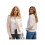 (XL, Beige) Γυναικείο Φθινοπωρινό Πουλόβερ Λαιμόκοψη, Μονόχρωμο 2