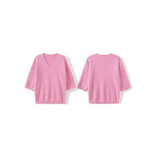 (L, Pink) Γυναικεία πλεκτά τοπ χαλαρή εφαρμογή 1