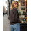 (L, Dark Brown) Γυναικείο Φθινοπωρινό Πουλόβερ Λαιμόκοψη, Μονόχρωμο 6