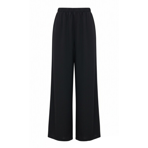 (XXL, Black) Γυναικείο Παντελόνι Palazzo Χαλαρό με Φαρδιά Στήθος, Μονόχρωμο 1