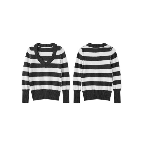(M, Black) Γυναικεία Ριγέ Πουλόβερ και Μακρυμάνικα 2