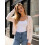 (L, Beige) Γυναικείο Φθινοπωρινό Πουλόβερ Λαιμόκοψη, Μονόχρωμο 4