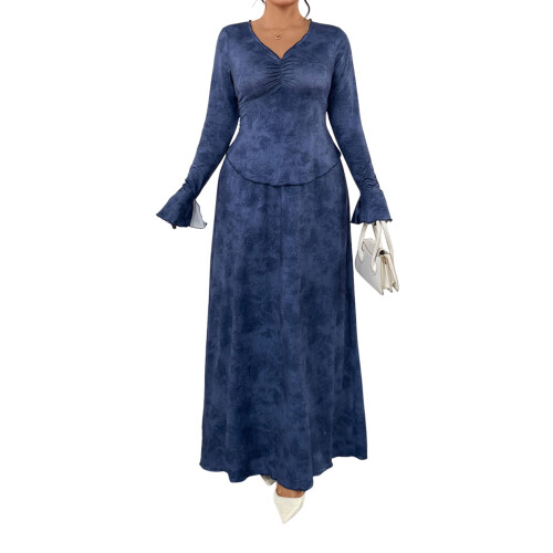 (XL, Blue) Ensemble automne grande taille élastique.