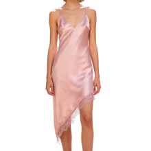 (L, Pink) Robe à bretelles spaghetti sans manches, col en V, en dentelle patchwork pour femme