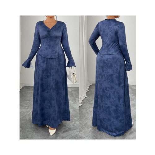 (XL, Blue) Ensemble automne grande taille élastique. 1
