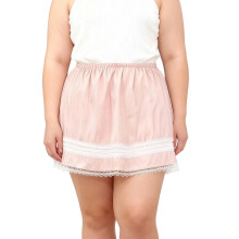 (XXL, Pink) Jupes d'été tendance à taille élastique et dentelle pour grandes tailles femmes