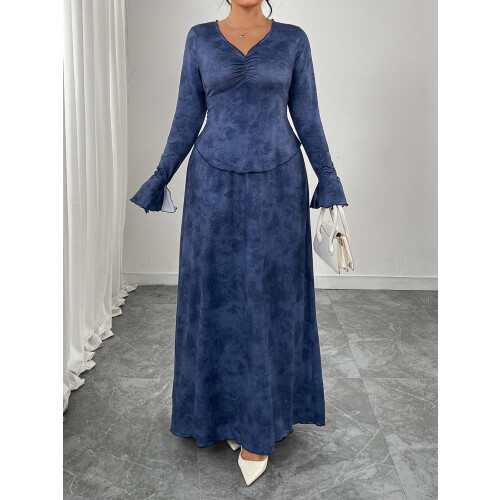 (XL, Blue) Ensemble automne grande taille élastique. 2