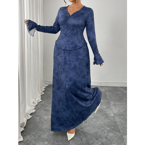 (XXXL, Blue) Ensemble automne grande taille élastique. 2