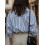 (S, Blue) Damenbluse mit Knopfleiste, und Frühling. 7