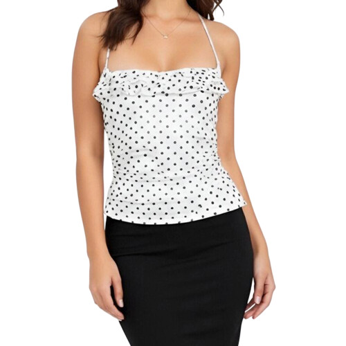 (L, White) Γυναικείο τοπ halter χωρίς πλάτη.