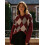 (S, Burgundy) Womens Knit Tops Fall Long Sleeve Lapel Collar Rhombus Pattern Quarter Button Pullover Sweater 5