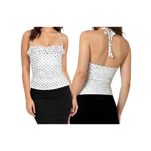 (M, White) Γυναικείο τοπ halter χωρίς πλάτη. 1