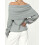 (XL, Gray) Γυναικείο Πουλόβερ Έξωμους, Βαθύ Λαιμόκοψη 4