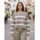 (L, Dark Khaki) Γυναικείο Ριγέ Πουλόβερ Στρογγυλή Λαιμόκοψη 2