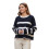 (S, Navy Blue) Γυναικείο Ριγέ Πουλόβερ Στρογγυλή Λαιμόκοψη 1