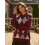 (S, Burgundy) Womens Knit Tops Fall Long Sleeve Lapel Collar Rhombus Pattern Quarter Button Pullover Sweater 3