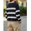 (S, Navy Blue) Γυναικείο Ριγέ Πουλόβερ Στρογγυλή Λαιμόκοψη 6