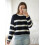 (M, Navy Blue) Γυναικείο Ριγέ Πουλόβερ Στρογγυλή Λαιμόκοψη 5