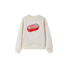 (L, Ivory) Pull ample d'automne pour femme, imprimé baleine/cheval, manches longues, col rond, haut décontracté