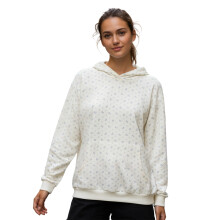 (L, White) Women's Spring Autumn Hooded Sweatshirt Long Sleeve Floral Hoodie Pullover with Pocket