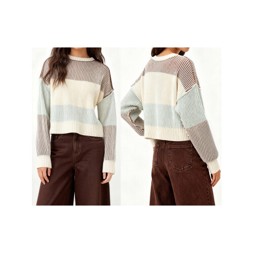 (M, Dark Brown) Γυναικείο Φθινοπωρινό Χειμερινό Χρώμα Αντίθεσης 1
