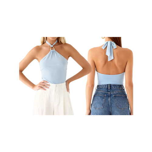 (M, Blue) Γυναικείο halter τοπ, και πάρτι 1