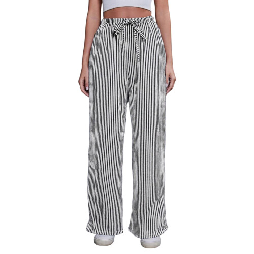 (S, Black) Γυναικεία Ριγέ Παντελόνια, Παντελόνια Streetwear