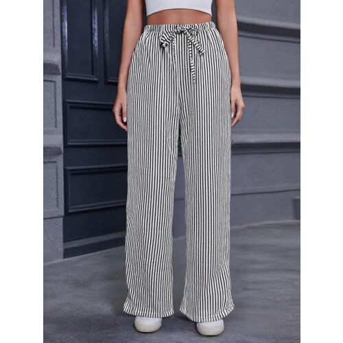 (L, Black) Γυναικεία Ριγέ Παντελόνια, Παντελόνια Streetwear 1