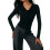 (L, Black) Women's Spring Summer Basic Tops Long Sleeve Solid Color Slim Fit Twist Knot Front Blouse 1