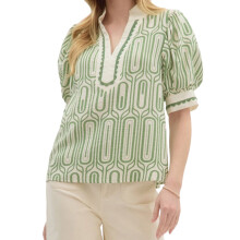 (S, Light Green) Sommerbluse für Damen, modisch bedruckt, mit Stehkragen und kurzen Ärmeln, lässiges Streetwear-Design