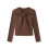 (S, Dark Brown) Women's Spring Summer Basic Tops Long Sleeve Solid Color Slim Fit Twist Knot Front Blouse 4