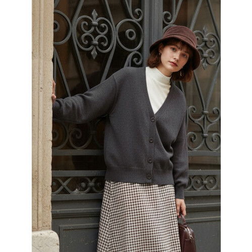 (One Size, Dark Grey) Γυναικείο Φθινοπωρινό Πουλόβερ με Κουμπιά 2