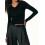 (L, Black) Women's Spring Summer Basic Tops Long Sleeve Solid Color Slim Fit Twist Knot Front Blouse 4