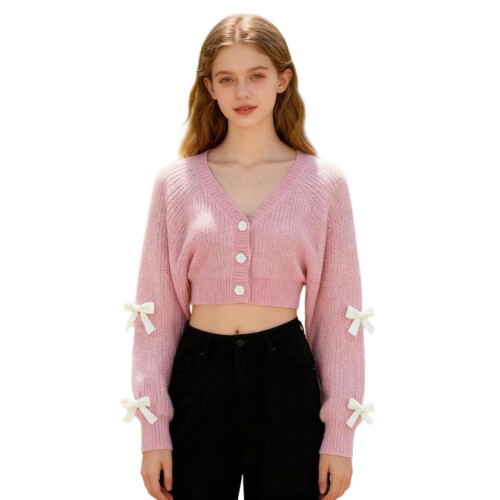 (S, Pink) Γυναικεία ζακέτα με και φθινόπωρο