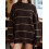 (M, Dark Brown) Γυναικεία ριγέ πλεκτά στρογγυλή λαιμόκοψη 5