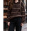 (S, Dark Brown) Γυναικεία ριγέ πλεκτά στρογγυλή λαιμόκοψη 4