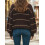 (M, Dark Brown) Γυναικεία ριγέ πλεκτά στρογγυλή λαιμόκοψη 7