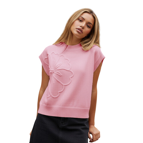 (L, Pink) Γυναικεία καλοκαιρινά μπλουζάκια φαρδιά γραμμή.