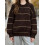 (S, Dark Brown) Γυναικεία ριγέ πλεκτά στρογγυλή λαιμόκοψη 2