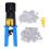 Alicate de crimpagem Ethernet com conectores pass-through e testador de cabos de rede. Funcionalidade versátil. Alicate de crimpagem modular com 1
