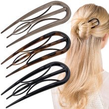 3PCS French Hair Pins U Shaped Hair Clips Vintage Large Acrylic for Bun Updo Styling Thick Thin Hair